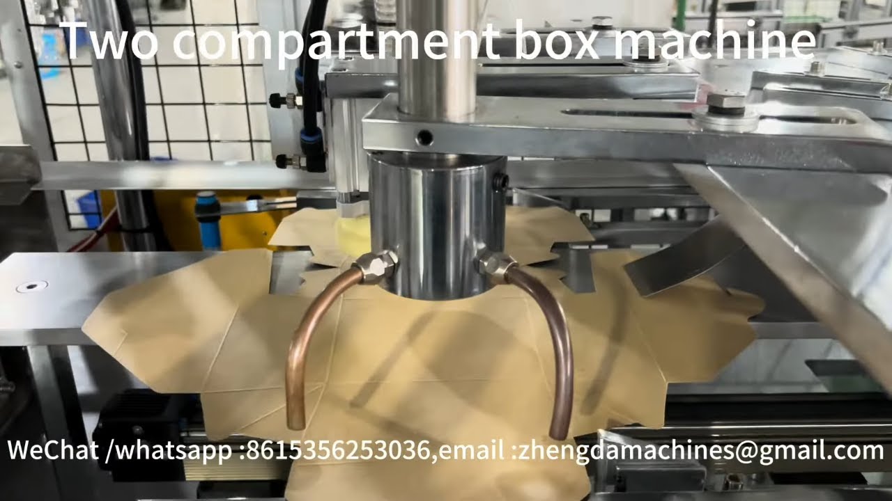 Two compartment paper lunch box making machine with 5 Servo drive
