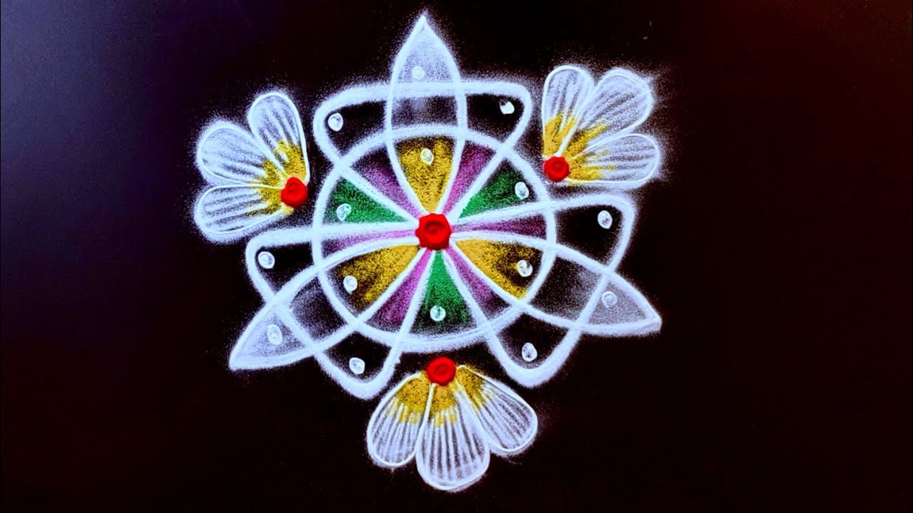 3 Attractive Mini kolam daily rangoli designs &hearts;️ simple muggulu Trending rangoli designs with dots