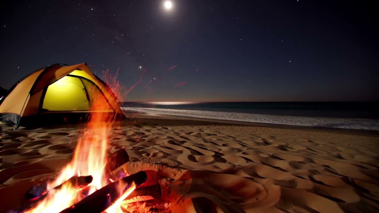 🔥불멍 파도소리 장작 타는 소리 | 힐링 수면 ASMR | Campfire Sounds| 해변