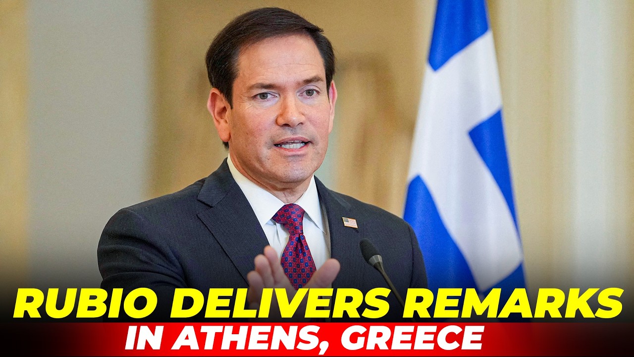 Marco Rubio wygłasza przem&oacute;wienie na temat cywilizacji zachodniej i wsp&oacute;lnych wartości w Atenach ...