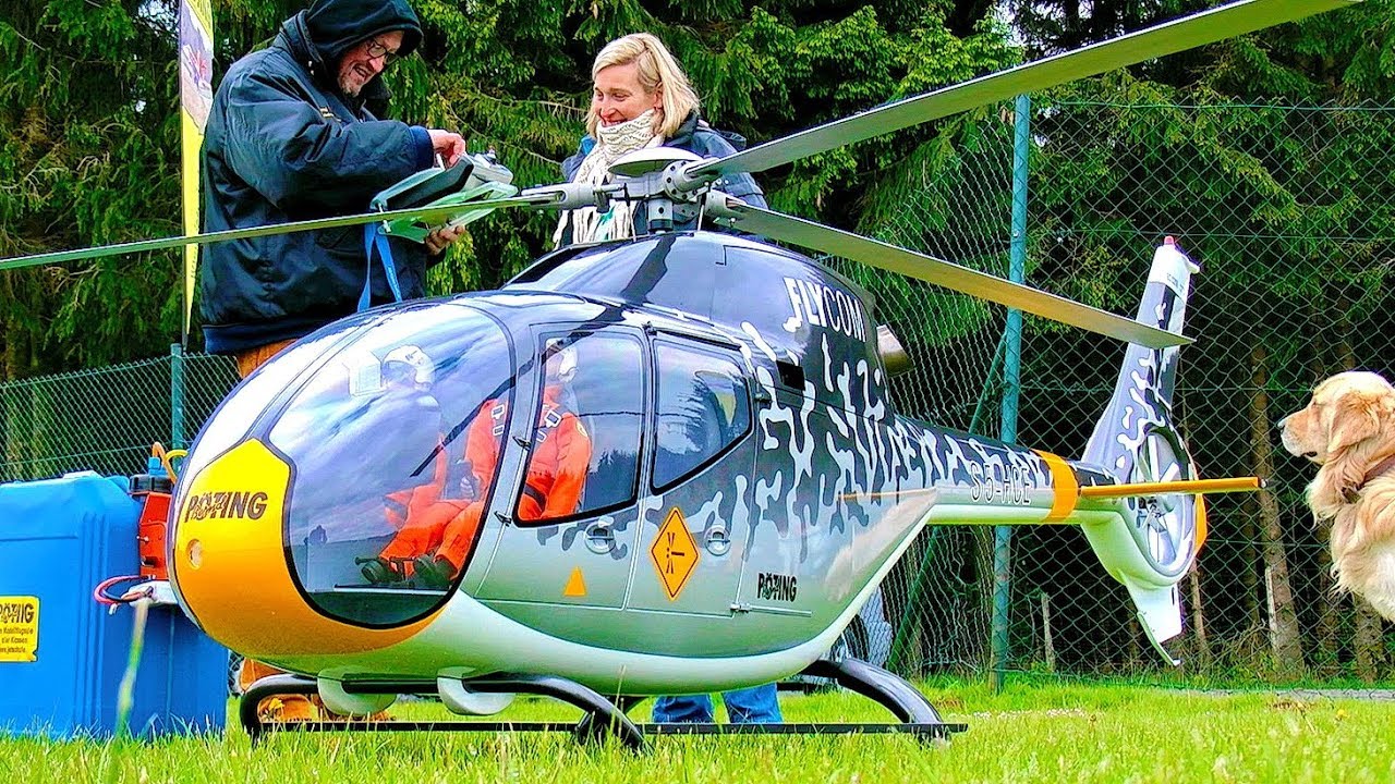 STUNNING HUGE RC EUROCOPTER EC-120 KOLIBRI TURBINE MODEL HELICOPTER FLIGHT DEMO BY BERND PÖTING