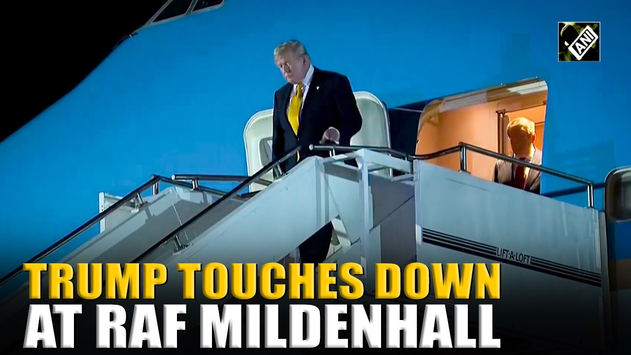 After NATO summit in Turkey, Trump lands at RAF Mildenhall in the United Kingdom