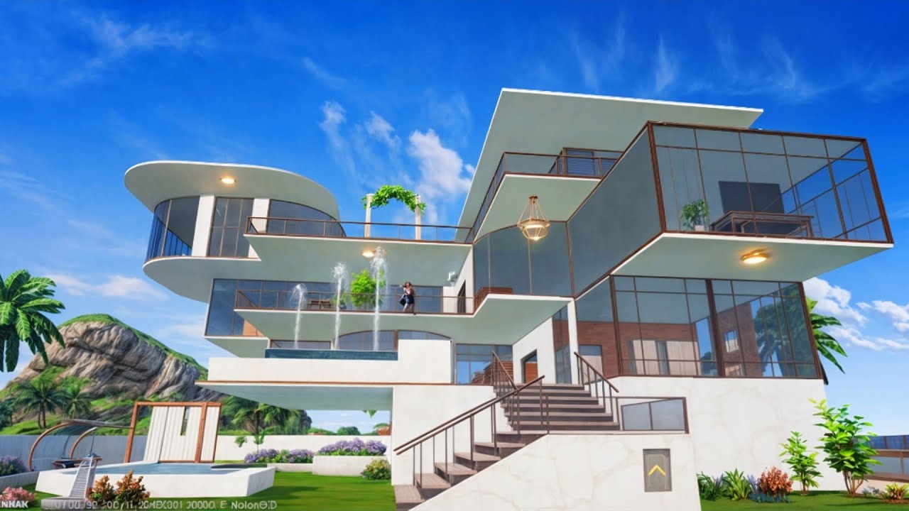 PUBG Mobile house design for level 25 like a palace with a swimming pool🔥