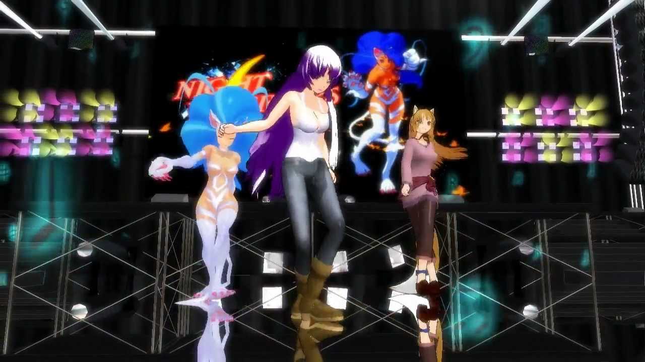 MMD Anime Girls - Spring Shower - Saori Kido - Felicia - Horo.mp4