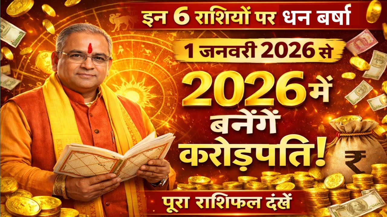 साल 2026 में कौन बनेगा करोड़पति?इन 6 राशियों पर बरसेगा पैसा #Horoscope 2026 #1जनवरी #newyear 