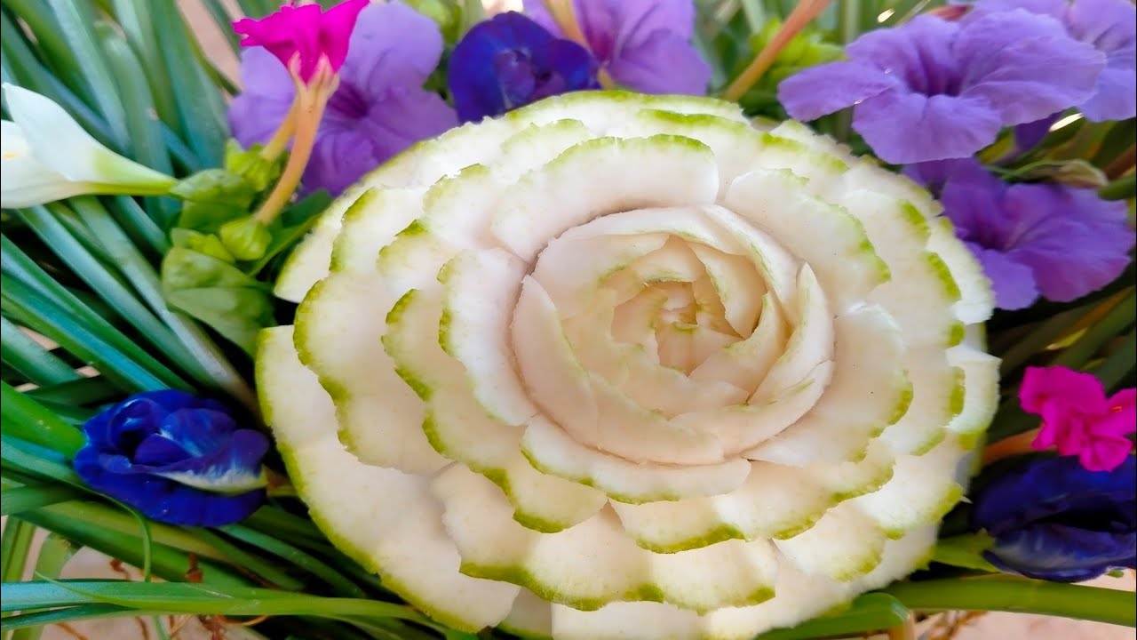easy to create carving,#New Idea Art fruit decoration, Pomelo fruit carving,Pomelo flower.