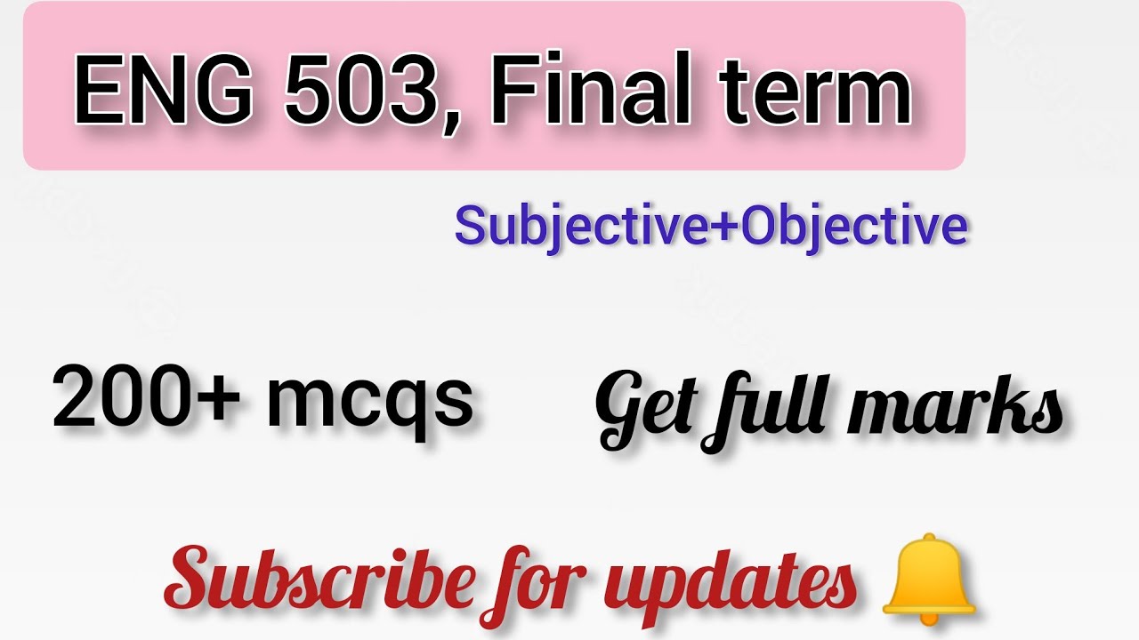 ENG 503 Final term quizzes 2023 || how to solve Vu final term paper ||