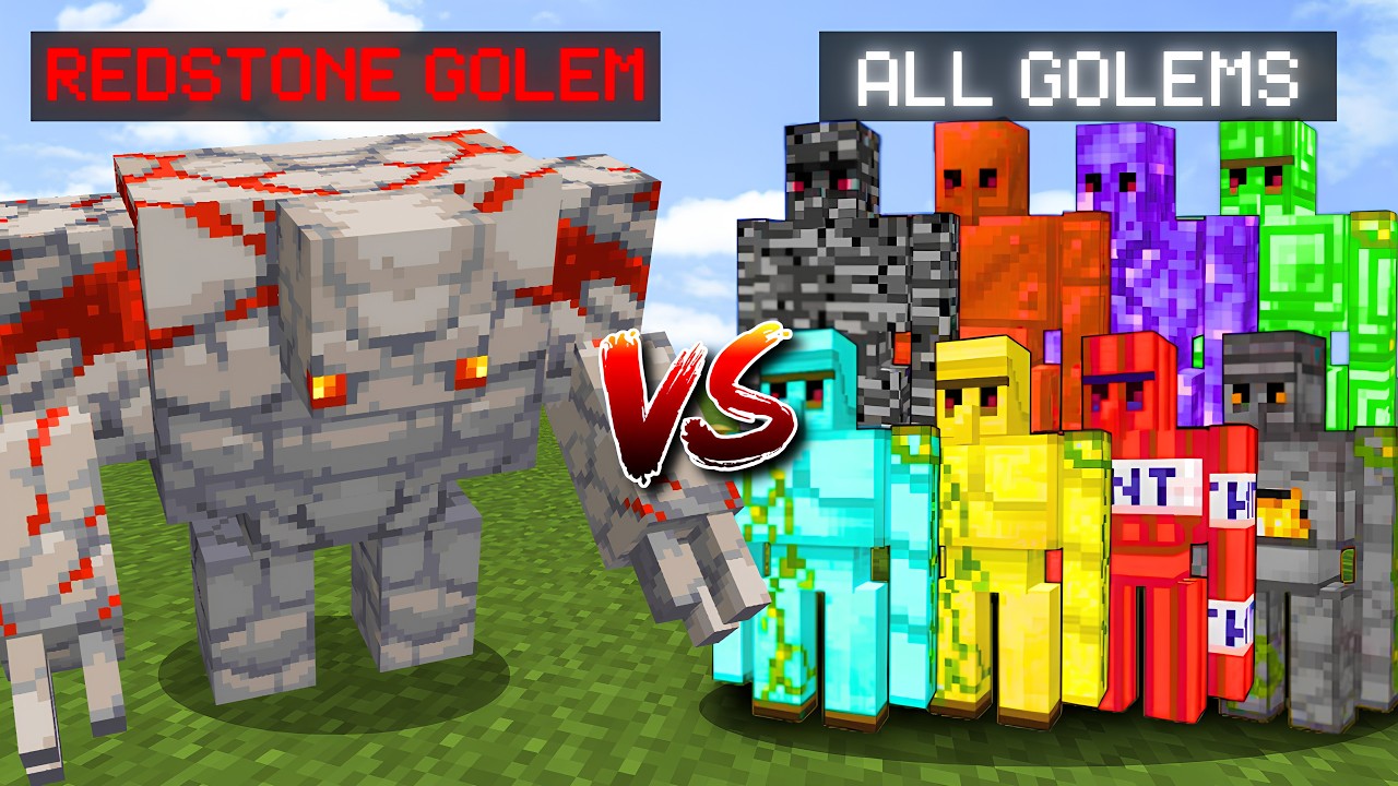 Can a Redstone Golem Defeat All Default Golems in Minecraft?