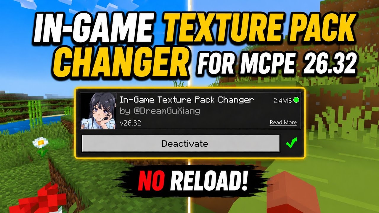 In-Game Texture Pack Changer For MCPE 26.32 | LeviLauncher For Minecraft