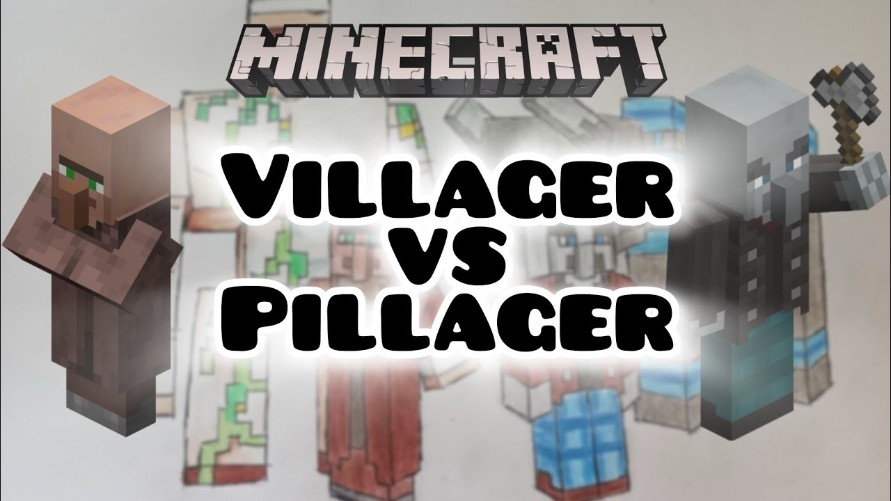 Dibujo de Aldeano y Saqueador en Minecraft - Drawing Villager and Pillager Minecraft