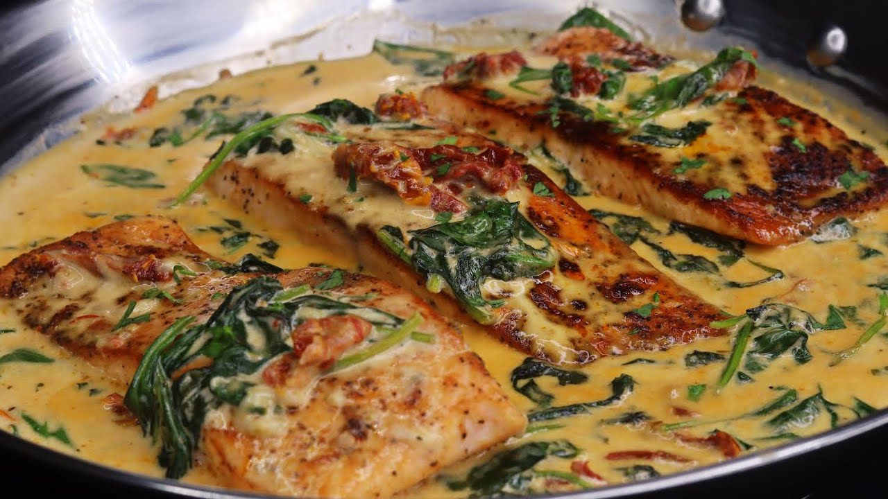 Delicious Creamy Tuscan Salmon Recipe| Delicious and Quick