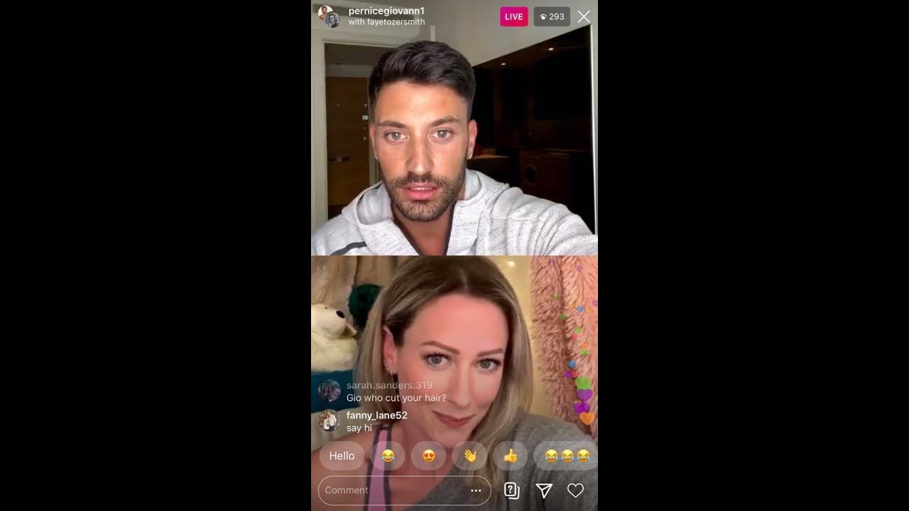 Faye Tozer and Giovanni Pernice instagram live
