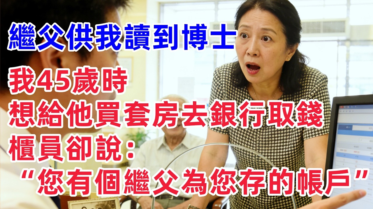 繼父供我讀到博士，我45歲時想給他買套房，去銀行取錢，櫃員卻說：您名下有個繼父為您存的帳戶！！【惠美悄悄话故事】