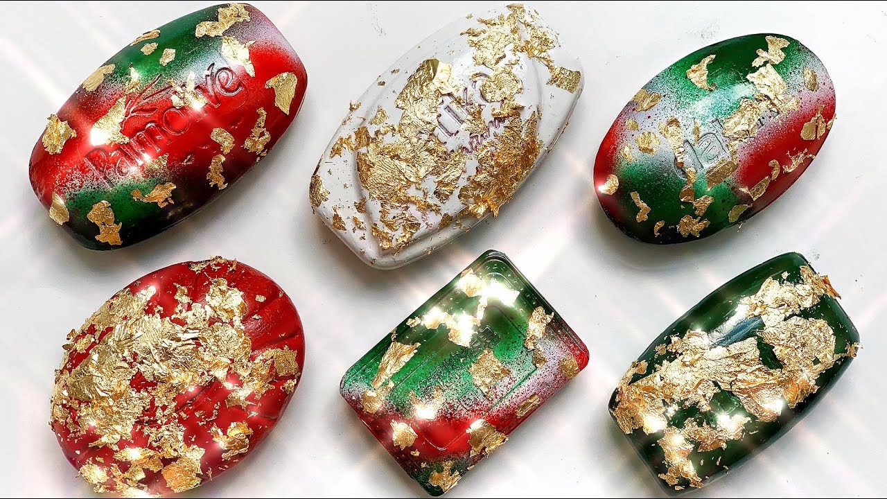 Holiday Set 🎄 Painted Soap Cutting ASMR - Tingly Soap Carving Sounds