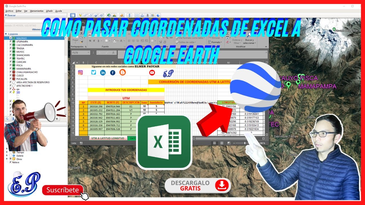 КАК ПЕРЕНЕСТИ КООРДИНАТЫ UTM ИЗ EXCEL В GOOGLE EARTH