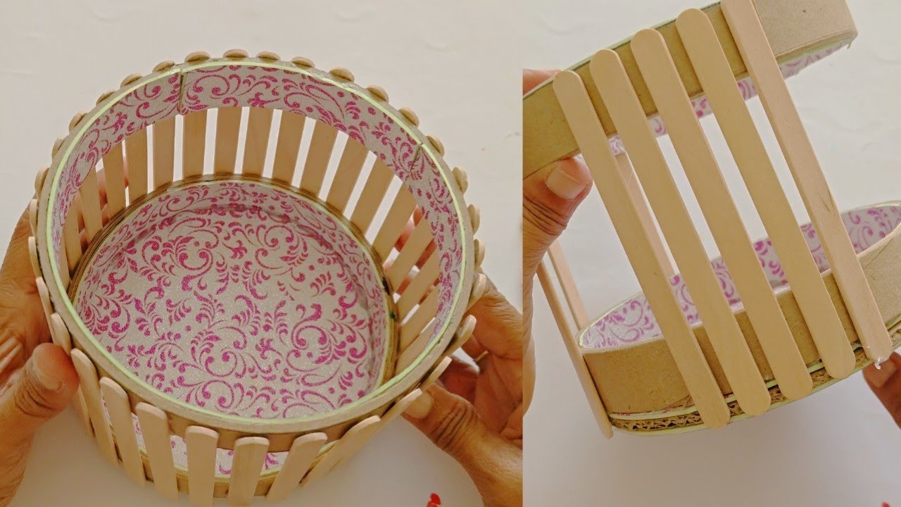 DIY Storage Box with Cardboard Roll and Popsicle Sticks I Popsicle Stick Crafts idea I Easy Crafts 