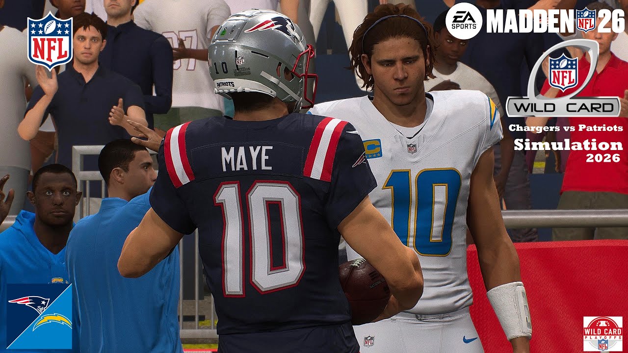 Madden 26 Los Angeles Chargers vs New England Patriots Wild Card Playoffs Sim 2026 PS5 Game Play