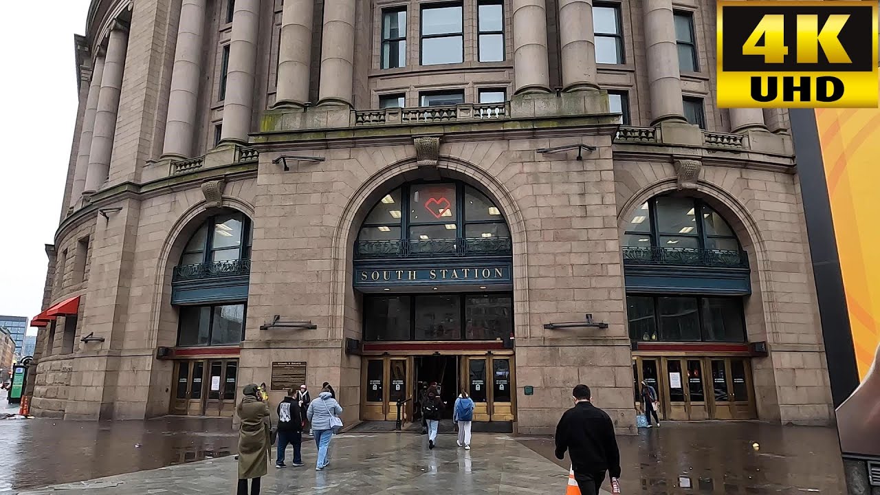 4K Walk in Massachusetts - Back Bay MBTA Station to South Station (MBTA)