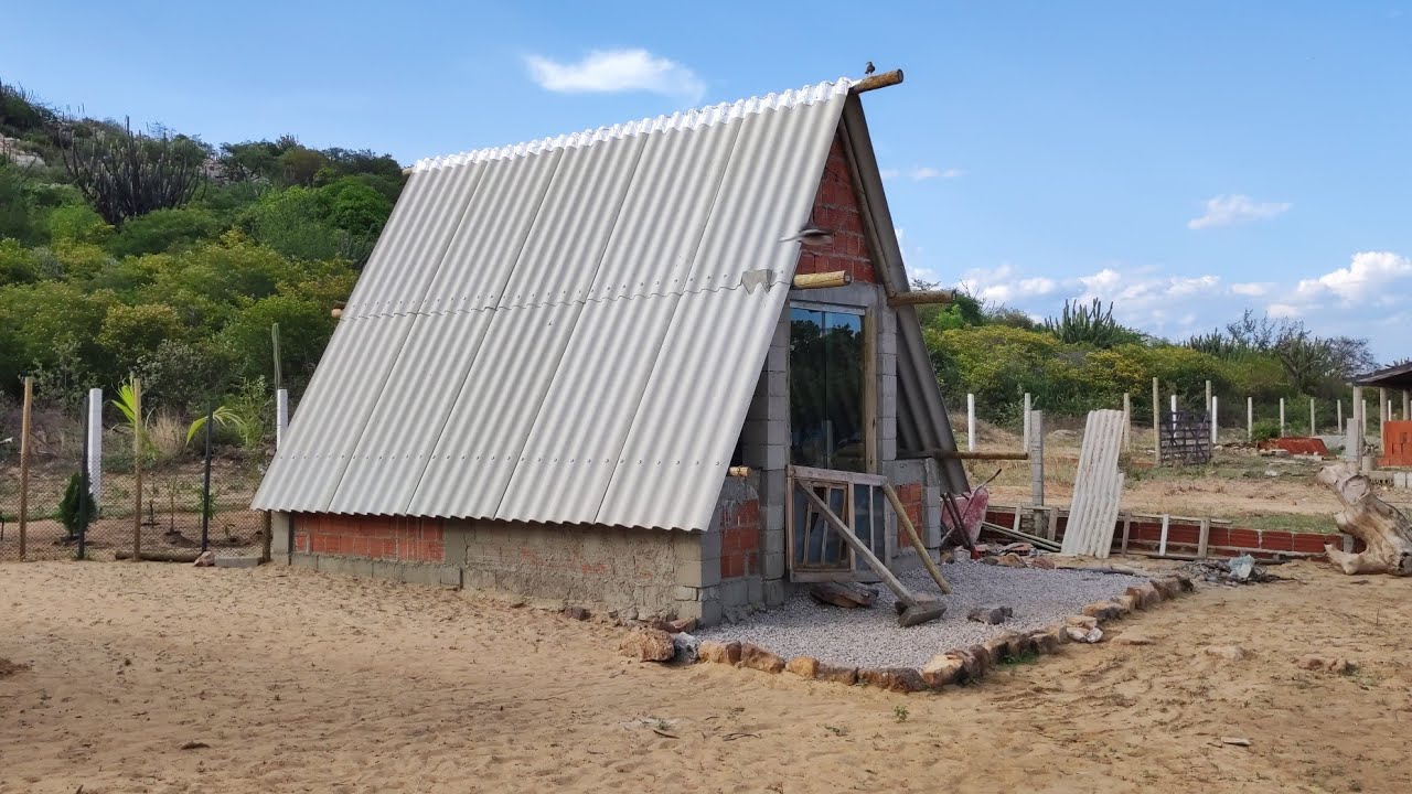 Atualização da construção da cabana/chalé! (03) #sitio #aframe #cabana #chacara