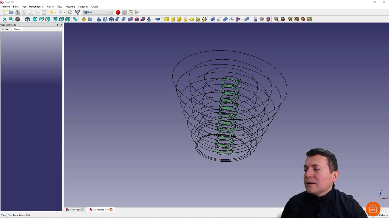2-11 Tutorial FreeCAD 0.17 | Extrusión por trayectoria en hélice - resortes