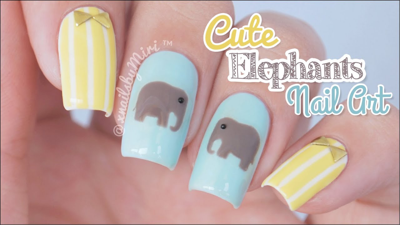 Cute Elephants Nail Art || using Twinkled T elephant sticker vinyls