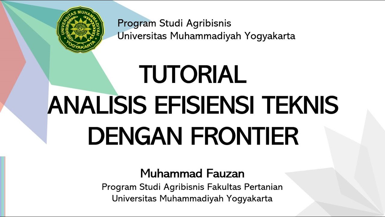 Tutorial Analisis Efisiensi Teknis Usahatani dengan Software Frontier