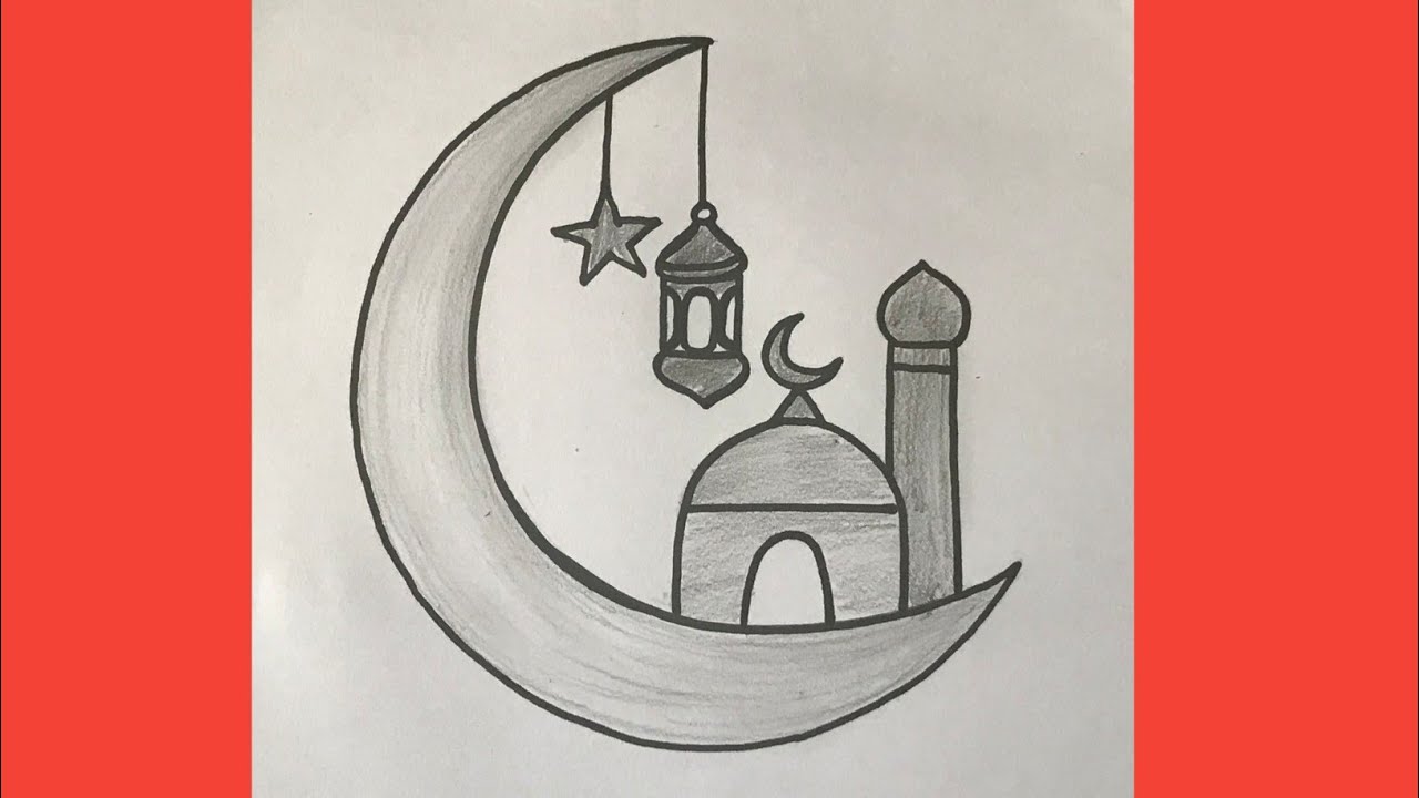 Ramadan Kareem Drawing easy - step by step drawing || Ramadan Mubarak Drawing for beginners 