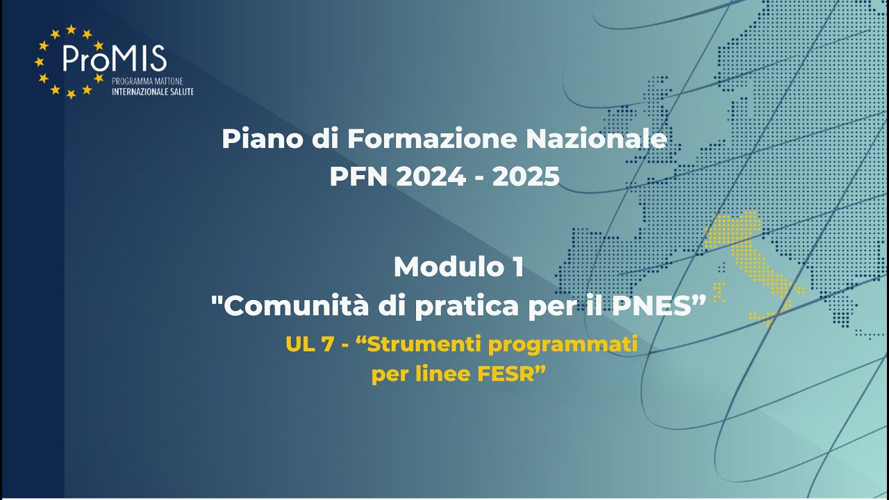 ProMIS PFN Modulo1 - UL7  Strumenti programmati per linee FESR