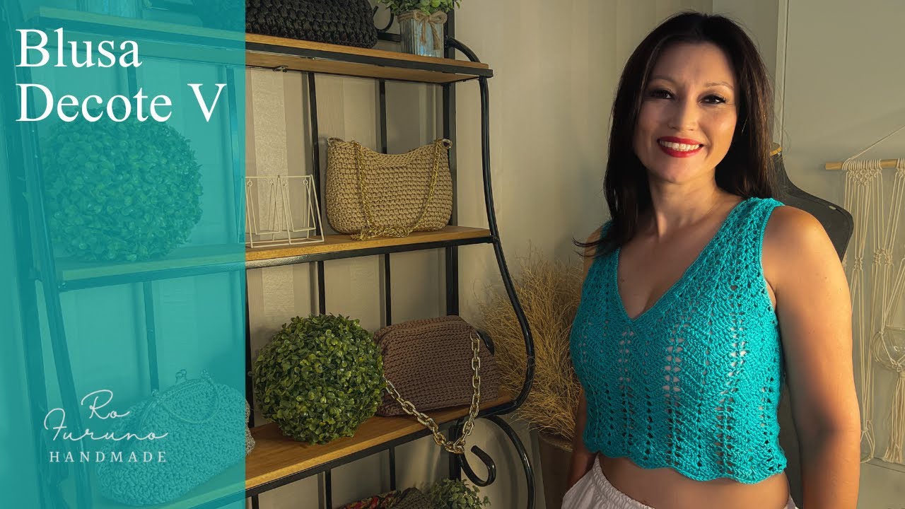 Blusa Decote V - Linda Aula de Crochê - Blusa Fácil para voce fazer