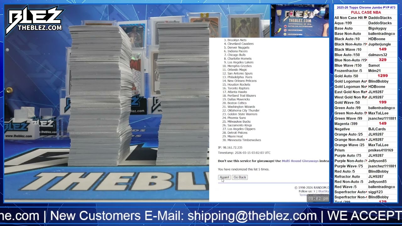 Коллекционная карточка Topps Chrome Jumbo 2025-2026, полный кейс, №73, выберите параллельную версию.
