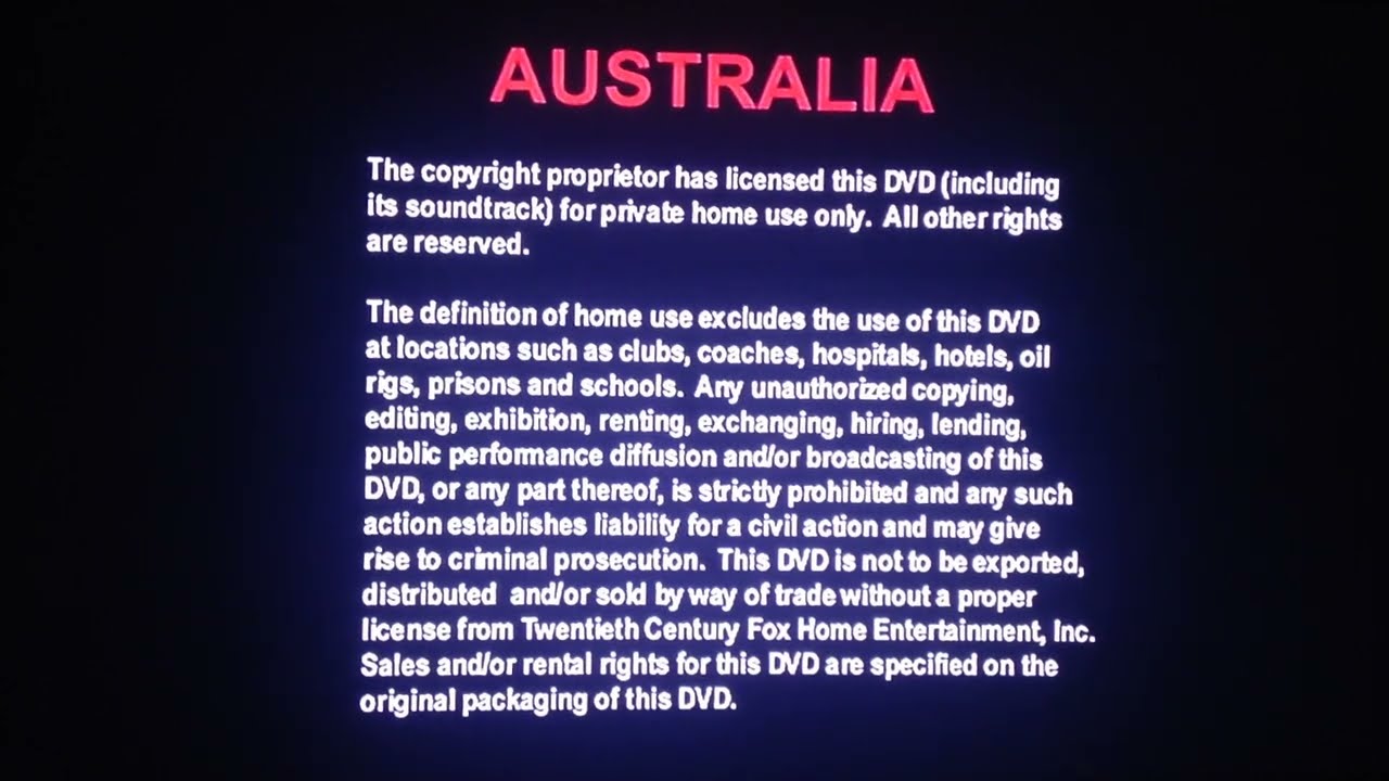 20th Century Fox Warning Screens DVD