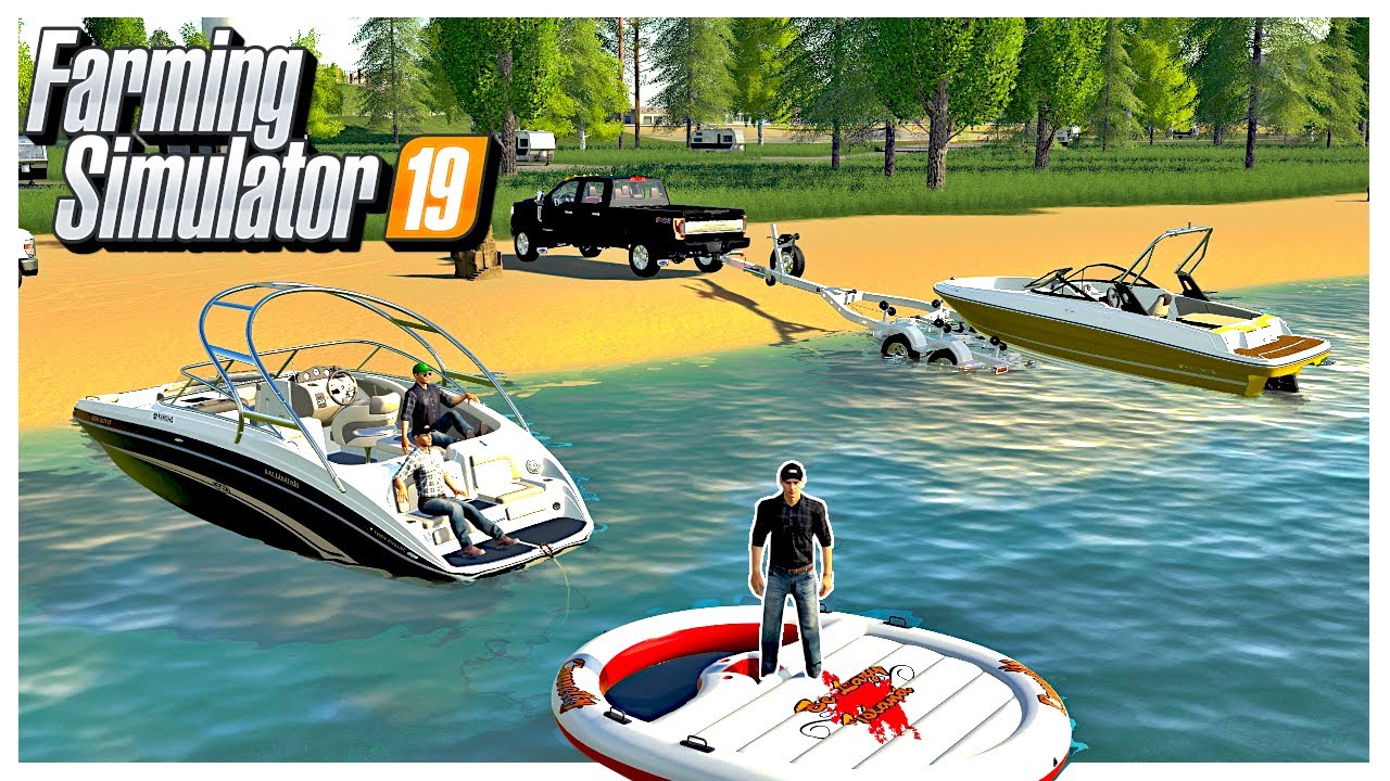 NEW BOATS & TOW TUBES FOR OUR CAMPING TRIP TO THE LAKE | FARMING SIMULATOR 19