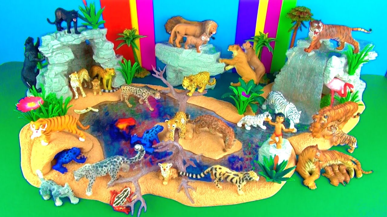 Zoo Animals Toy Collection Lion Tiger Panther Jaguar Jungle Book León Leão Fun End
