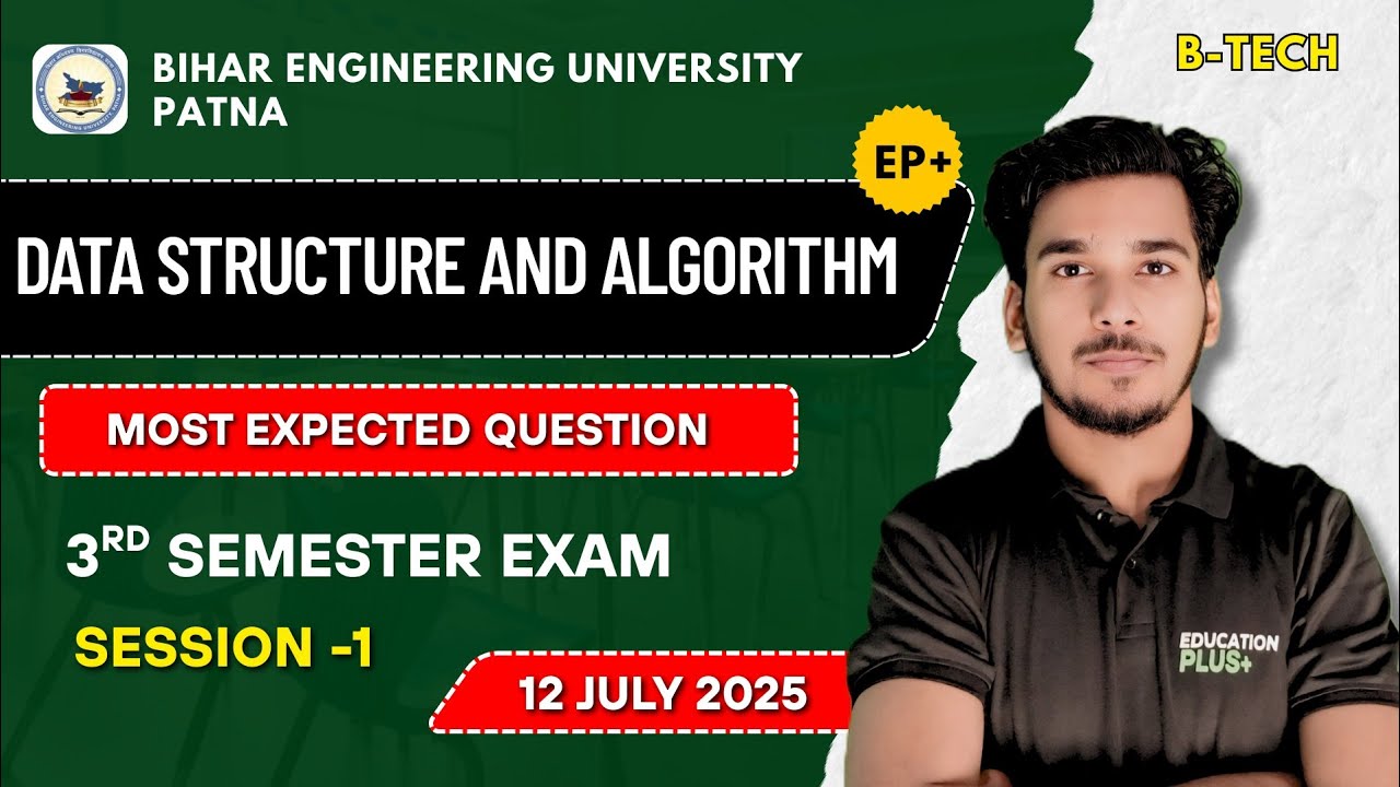 Data Structures and Algorithms | Important- Questions | 3rd- Semester Exam 2025 BEU - Patna