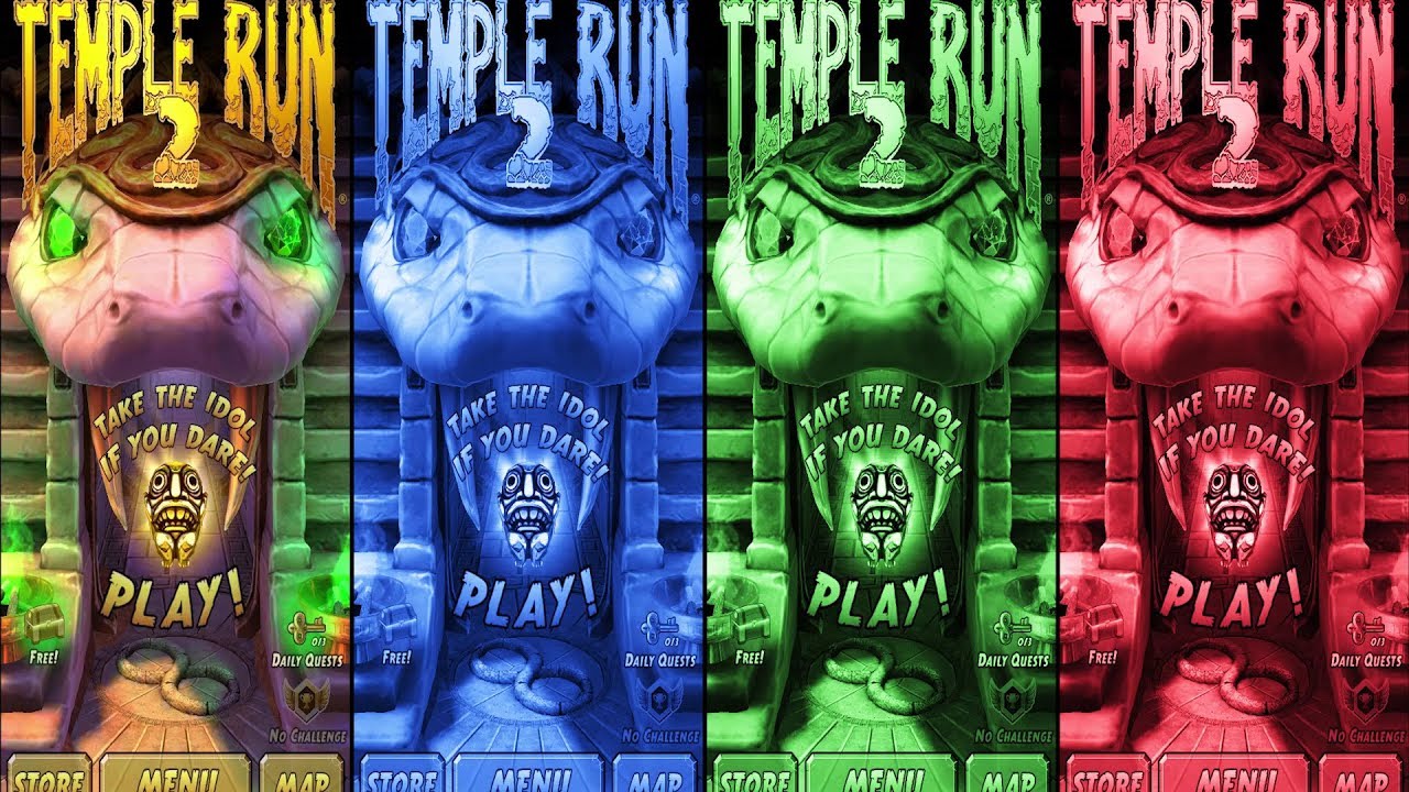 Temple Run 2 Blazing Sands Original Vs Blue Vs Green Vs Red - Four Different Color - Endless Run