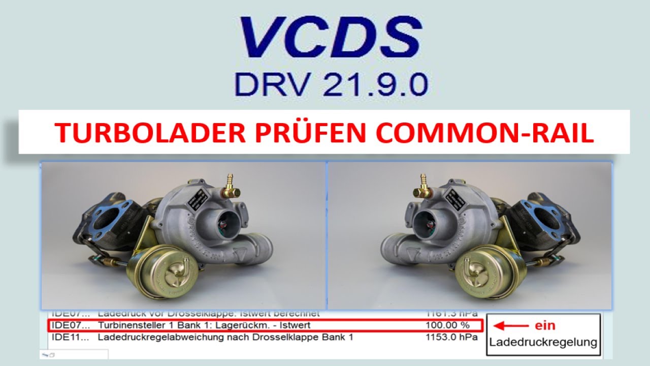 Ladedruck Ladedruckregelung Turbolader pr&uuml;fen 2.0 TDI MQB Common Rail | VW Audi UDS | VCDS Diagnose