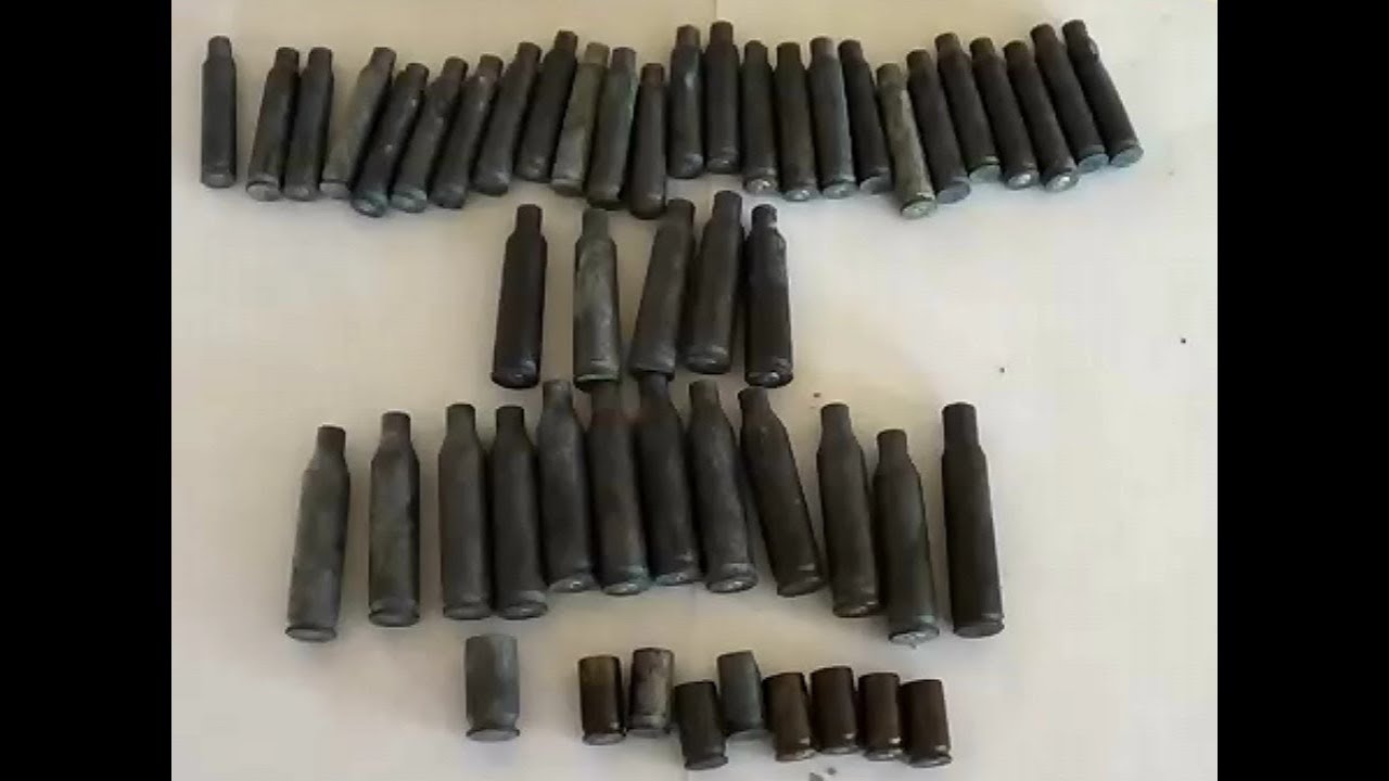 Чистка черных латунных гильз во влажном стакане