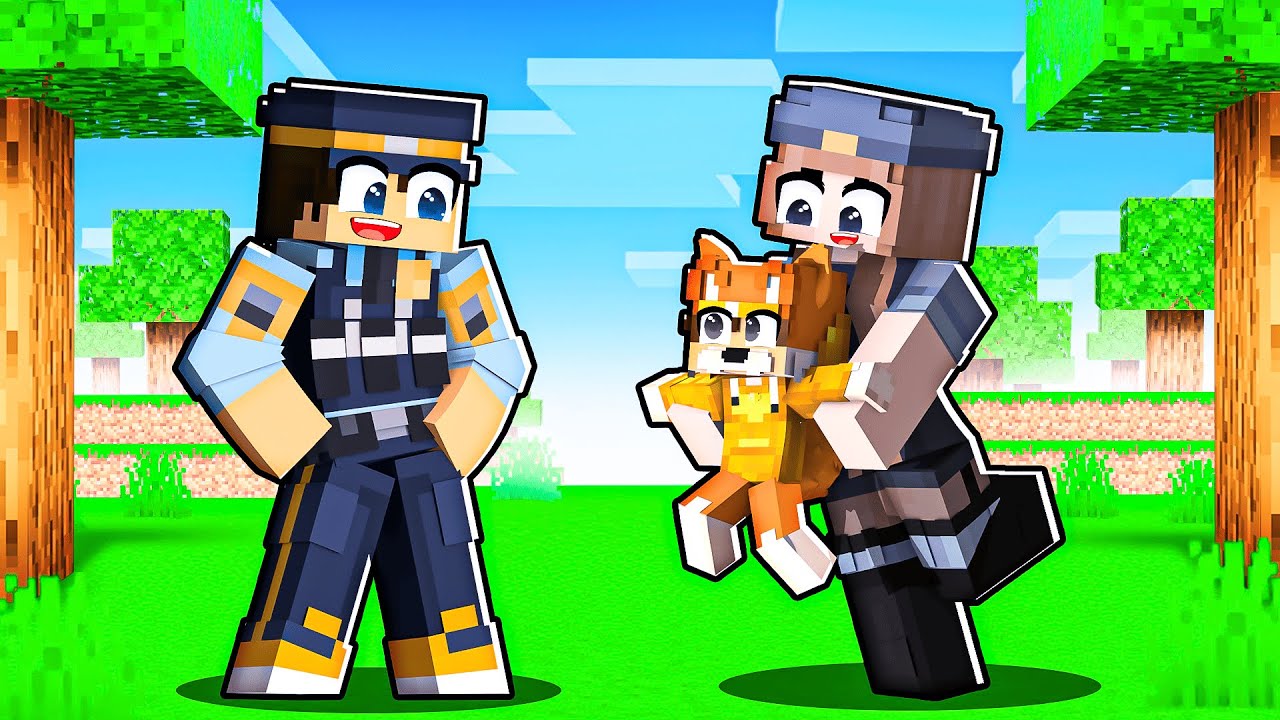 O BEBÊ CACHORRO foi ADOTADO pela FAMÍLIA POLICIAL no Minecraft!