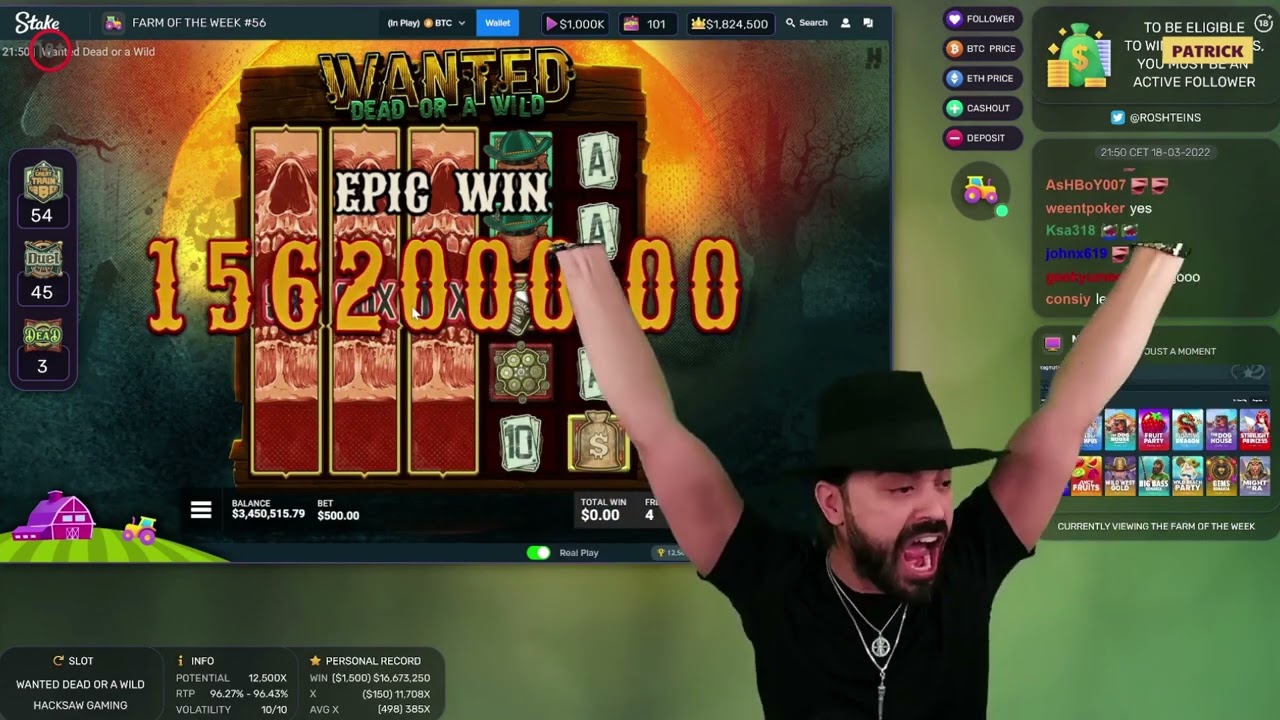 EPIC WIN ★ $1 562 000 MASSIVE WIN ON Wanted Dead or a Wild Slot ROSHTEIN