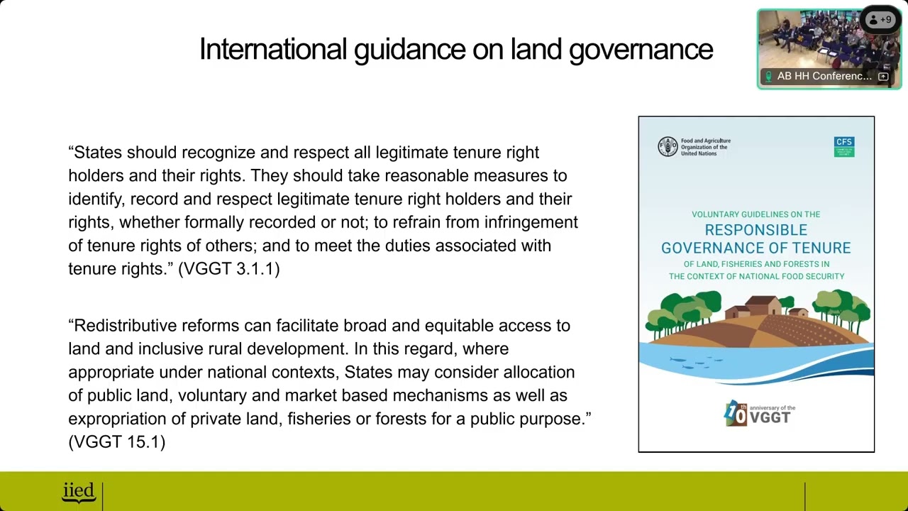 Land and land-based investment governance: international dimensions