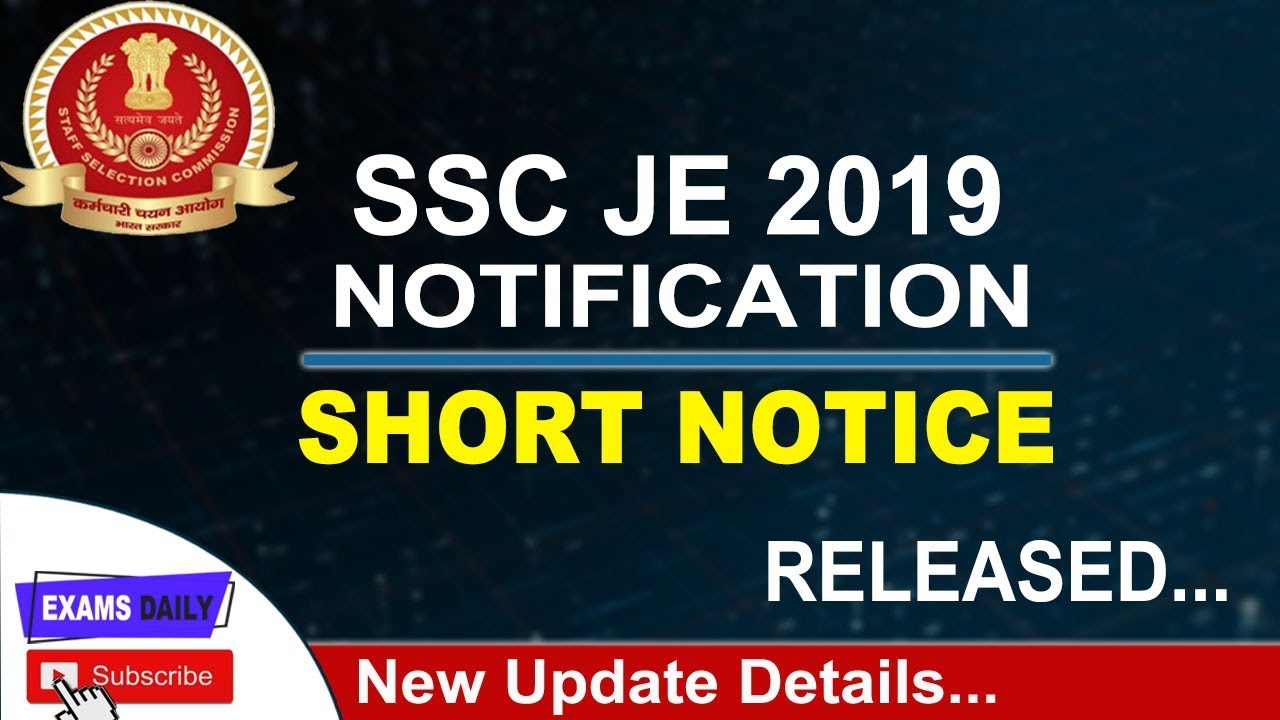 SSC  JE Notification 2019 II SSC  JE Eligibility Criteria 2019 II SSC 2019