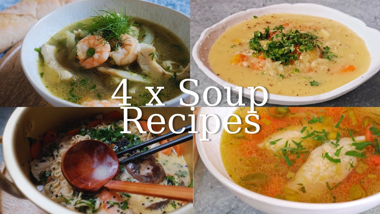 4x Cozy Soup Compilation: Recipes I Turnip Soup, Ramen, Vegetable Soup and Fish Broth