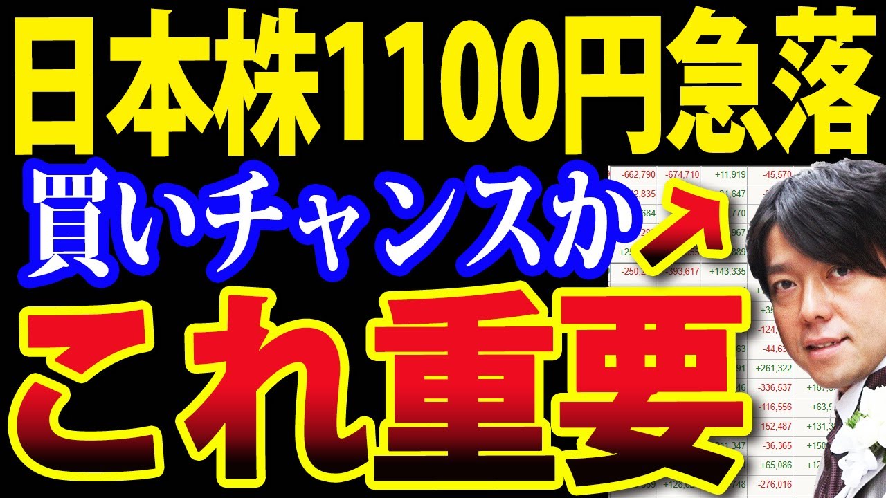 【緊急】日経平均1100円急落中、個人投資家は買いチャンスか？