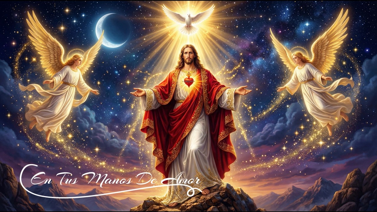 En Tus Manos de Amor 🙏 Canción Cristiana Inspiradora | Música de Adoración a Jesús | Fondo Celestial