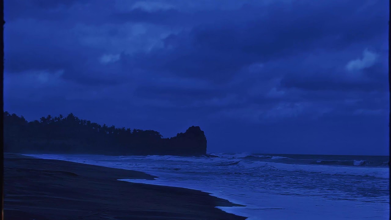 🌊 Relaxing Ocean Waves Dark Night 🌙 for Deep Sleep & Stress Relief