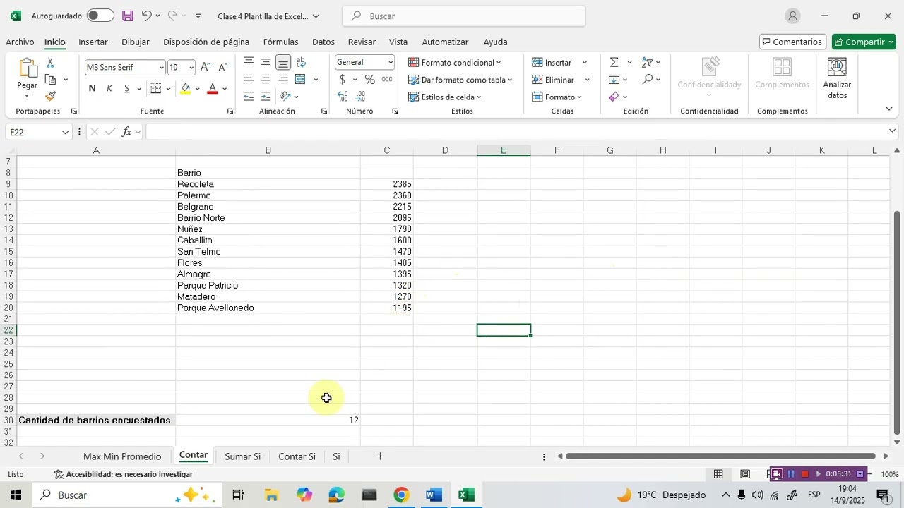 Informática Funciones de Excel
