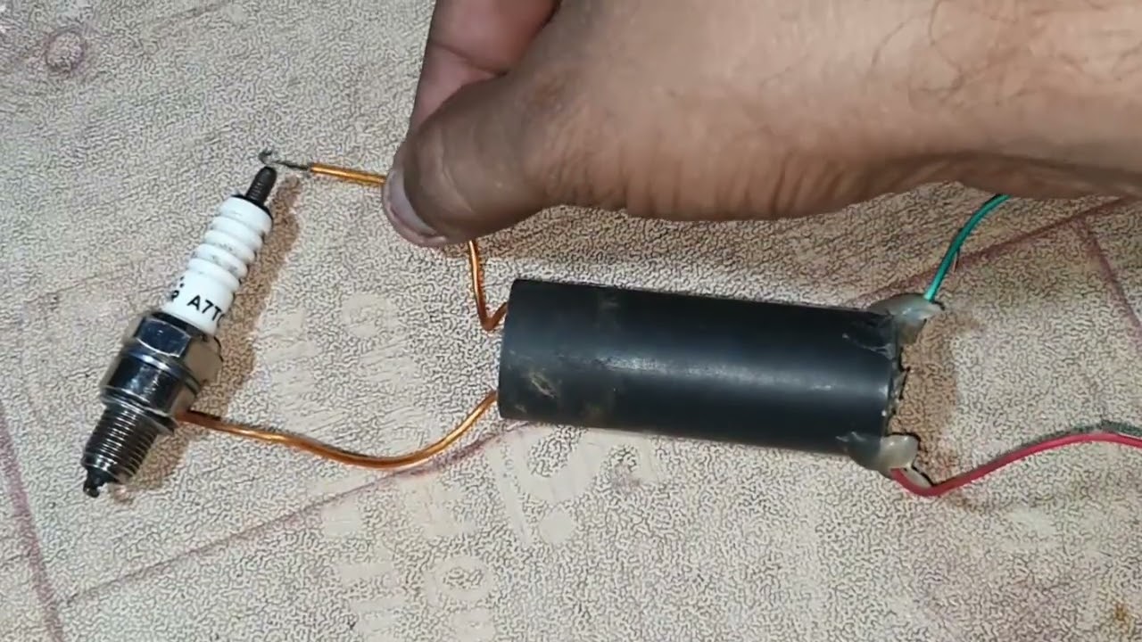 high voltage generator test with spark plug 70 bike 3.7v cell