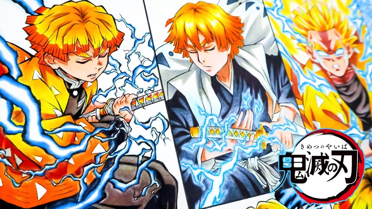Drawing Zenitsu Agatsuma in different anime form | Demon slayer / 鬼滅の刃