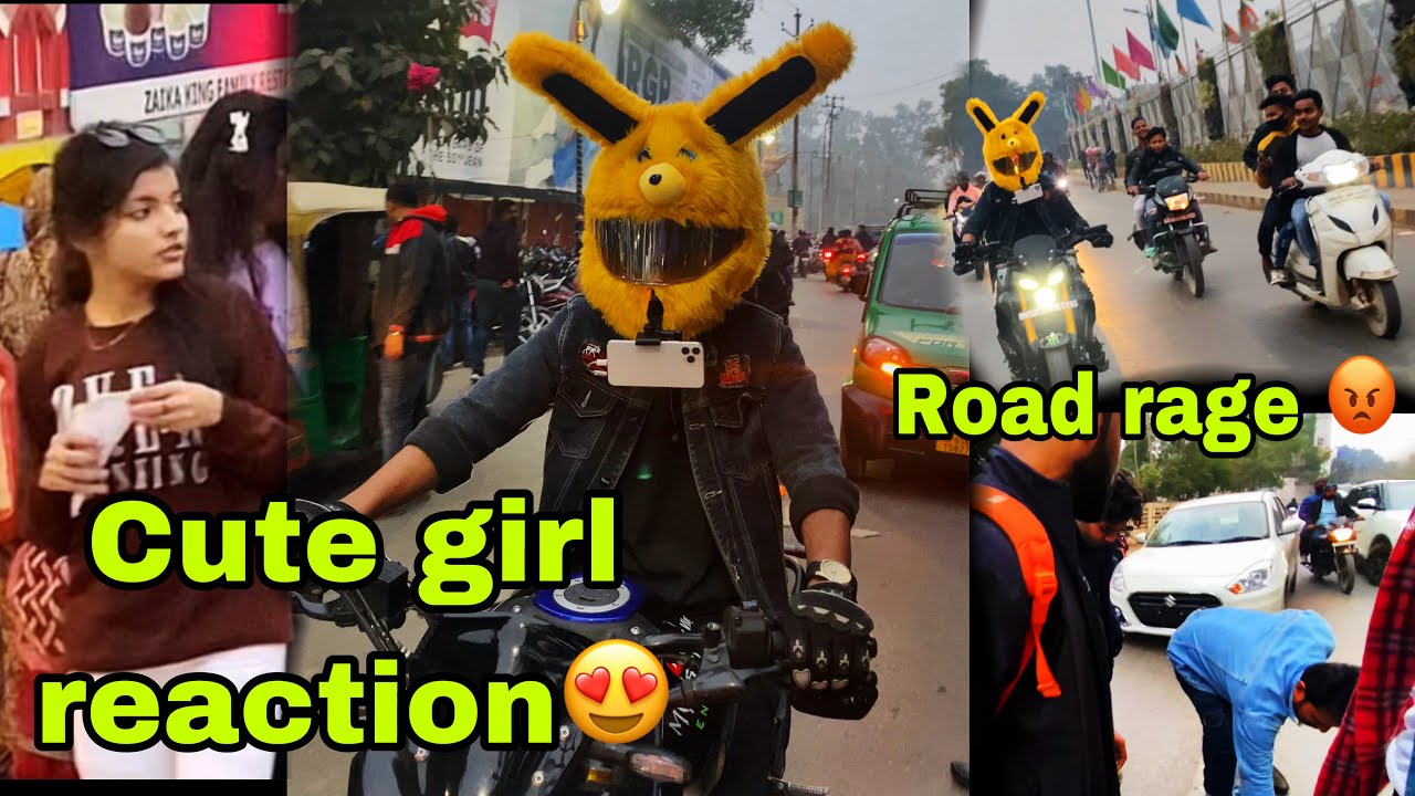Cute girl reaction 💕😍| bunny helmet cover🐰 #bunnyhelmet #cute #reaction #mt15