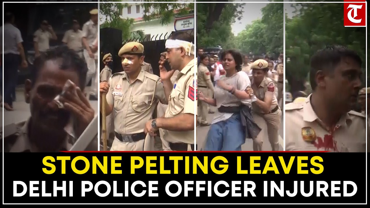 Delhi Police Officer Injured During CJP Protest Clash Near Parliament Street